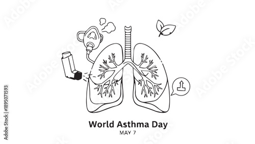 Illustration Promoting World Asthma Day and Awareness for Better Respiratory Health.