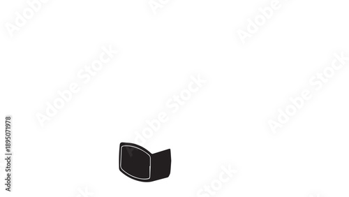 Minimalist black curved object on white background presented as a simple icon.