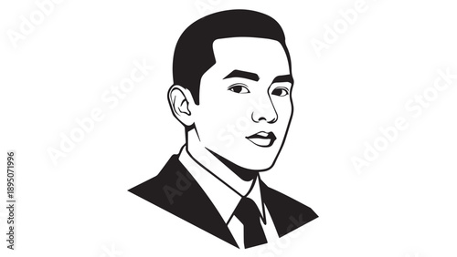 Minimalist black and white portrait of a professional man in suit.