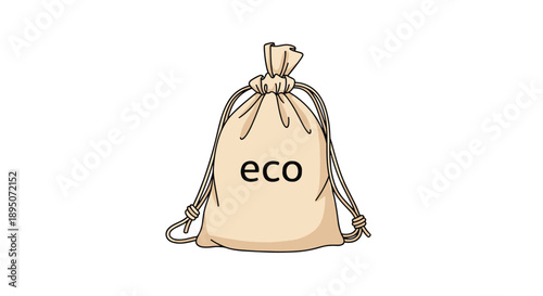 Reusable tan drawstring bag with the word eco printed on the front, promoting sustainable packaging and plastic reduction.