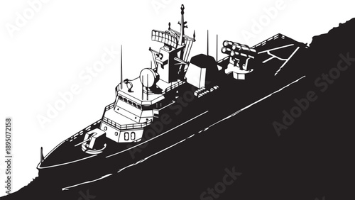 Silhouetted Tugboats Docked Along a Harbor at Night with Reflections and Silhouettes.