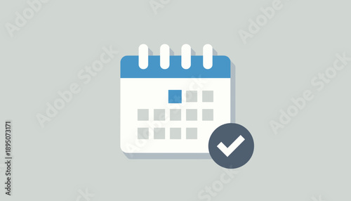 Spring-bound calendar with checkmark, planning and scheduling concept, organization illustration