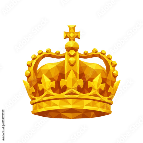 Golden low poly crown symbolizing royalty power and supreme authority