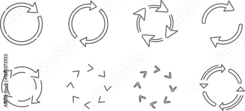 Collection of circular arrow icons and symbols