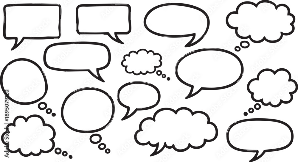 Fototapeta premium Hand-Drawn Speech and Thought Bubbles Collection