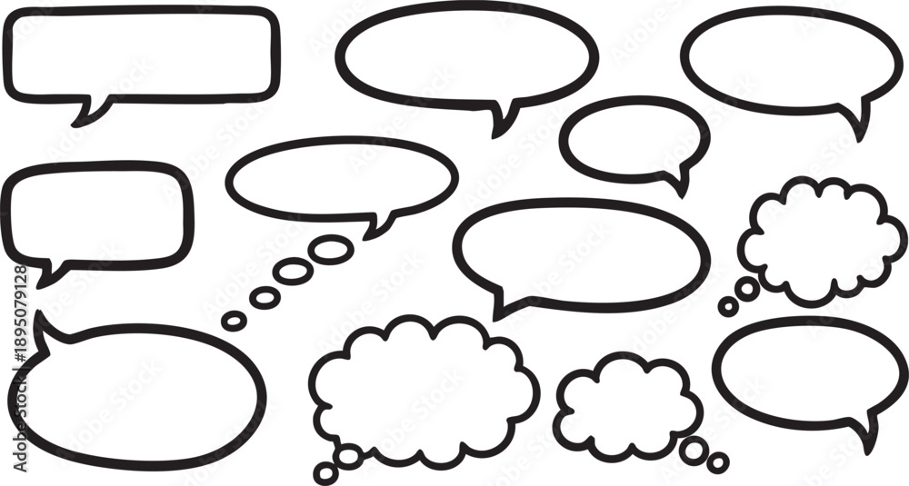 Fototapeta premium Hand-Drawn Speech and Thought Bubbles Collection
