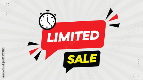 Limited Sale: Up to 50% Off Element Shapes Clock Template | Black, Yellow, Red Gradient on White Background