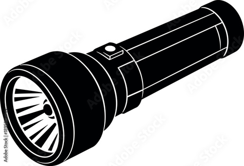 Flashlight silhouette icon for emergency light and search concept