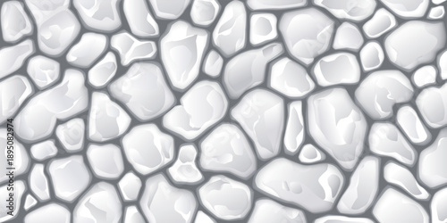 Vector illustration of seamless pattern with white stones creating natural texture background for design and decoration concepts