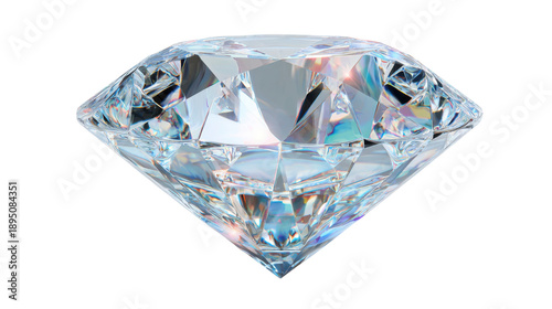Brilliant transparent diamond gemstone luxury jewel sparkling crystal realistic cut precious stone isolated high quality render on white background