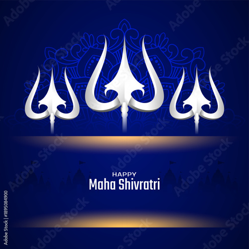 Happy Maha Shivratri Indian festival card with Trishul