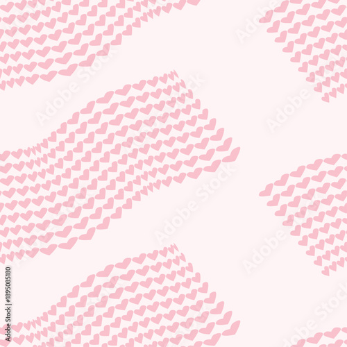 Seamless background with flying pink hearts