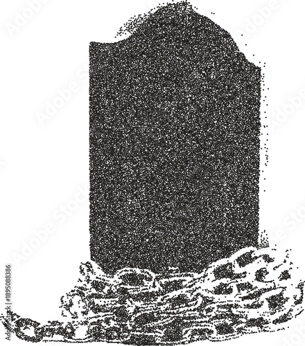 Tombstone vintage y2k stipple art, graveyard halftone stipple brutalist retro vector png with transparent background, eerie 2000s aesthetic photocopy effect tattoo