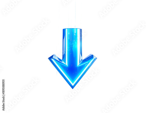 Wallpaper Mural A glowing blue arrow points downwards, suspended in darkness Torontodigital.ca