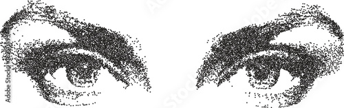 Eye vintage y2k stipple art, vision halftone stipple brutalist retro vector png with transparent background, iris 2000s aesthetic photocopy effect tattoo