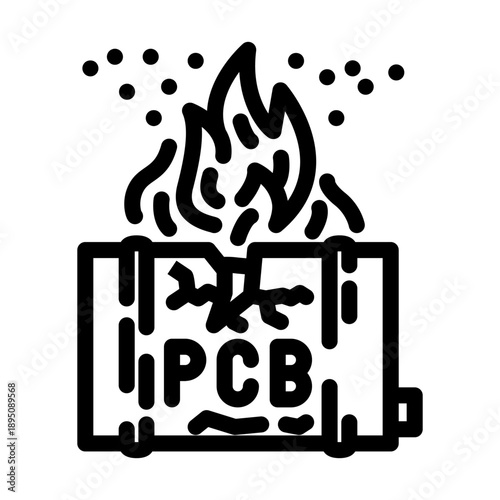 Printed circuit board experiencing a fire and smoke from overheating, illustrating a critical hardware failure, component damage, or system malfunction