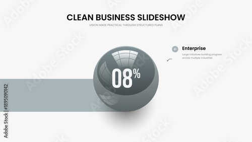 Professional Analysis One Step Diagram Slideshow Template. Minimalist Showcase Frame Design Vector Illustration. Financial Profile 1 Element Graph Slide Layout.