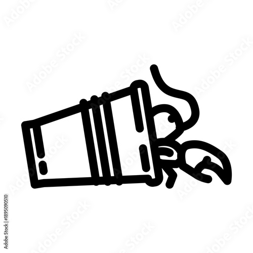 Hermit crab uses discarded plastic cup as shell, symbolizing ocean pollution and marine habitat loss single use waste threatening wildlife and fragile ecosystems