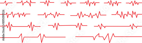 Red heartbeat line collection. Red heartbeat line icon. Heart rhythm set