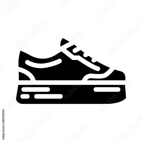 Sneaker icon, featuring a trendy platform sole and laces, representing casual fashion, athletic wear, and footwear design for various digital applications and modern style concepts