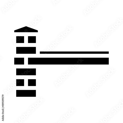 Security checkpoint barrier icon depicting restricted access and monitored perimeter control, simple vector pictogram conveying safety, surveillance, and regulated entryexit