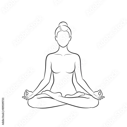 A woman sitting in a meditative yoga pose in a peaceful setting