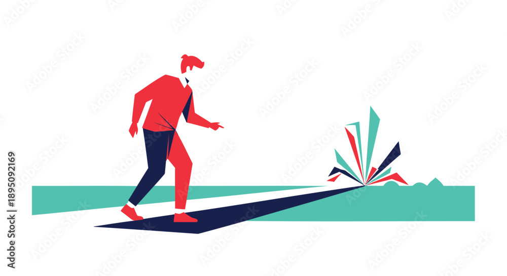 Obraz premium Man skateboarding with fireworks vector illustration