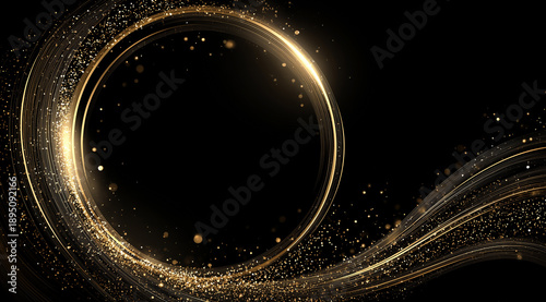 ラグジュアリーなゴールドのグリッターサークル（イベント、記念日、ビジネス・表彰、エンタメ、動画）