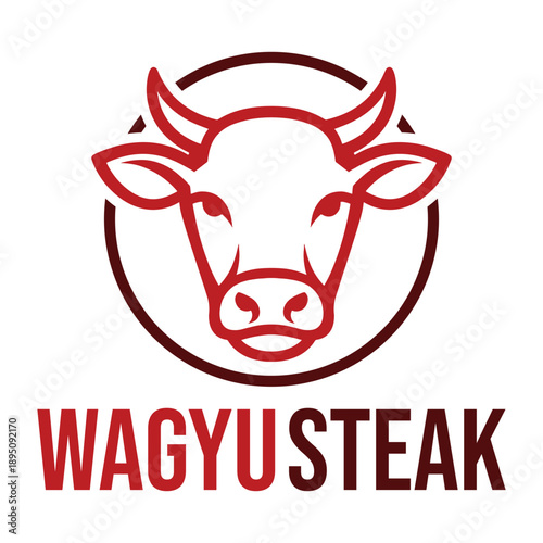 wagyu steak cow flat minimalist logo design