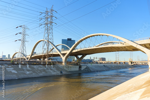 Sixth Street Viaduct Arches Over Los Angeles River Urban Infrastructure