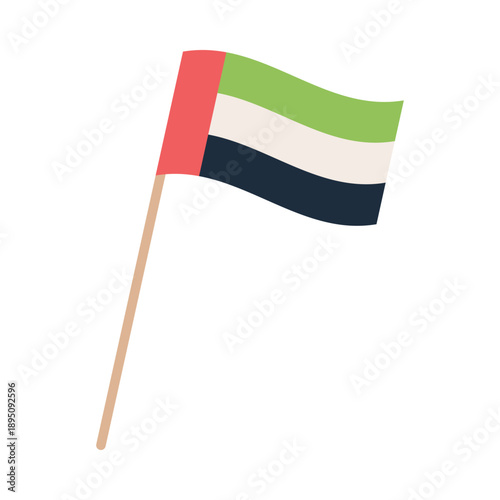 Minimal isolated United Arab Emirates flag representing Dubai national identity vector illustration