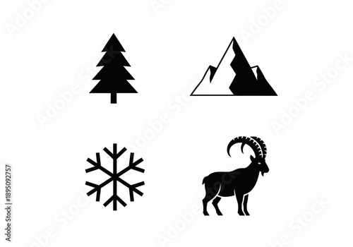 Alpine nature icon set