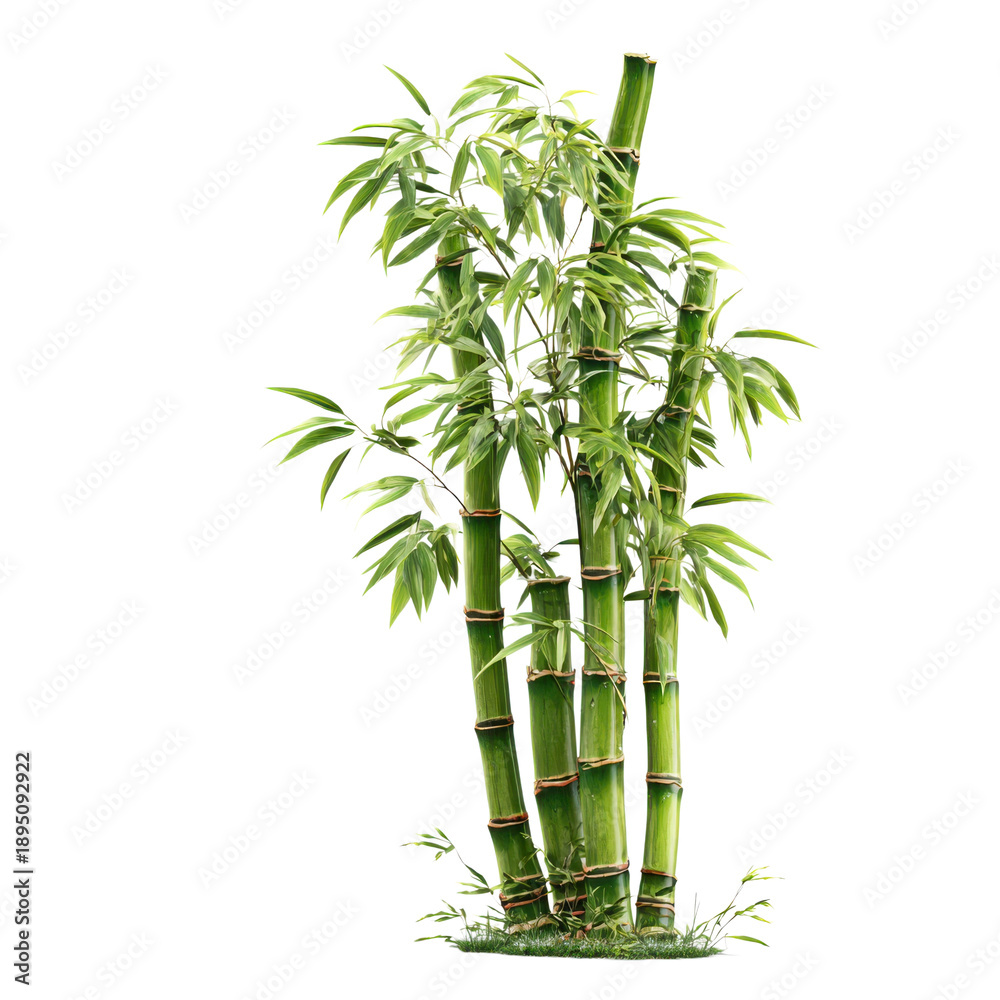 Naklejka premium A cluster of bamboo stalks against a black background