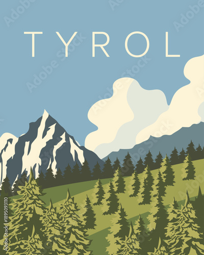 Tyrol travel poster, cover, banner