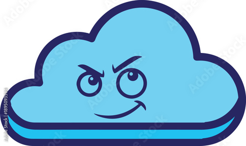 Angry cloud silhouette a cartoon weather icon with a grumpy expression