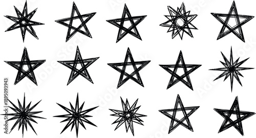 Black star silhouette collection diverse star shapes and designs