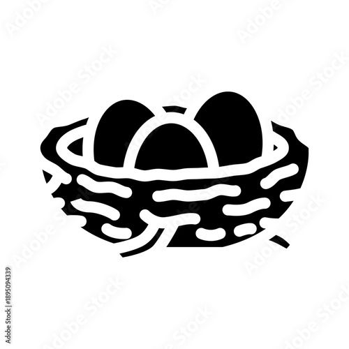 Bird nest cradling three eggs on white background, symbolizing new beginnings, family, protection, spring growth, nurture and potential in nature and home life