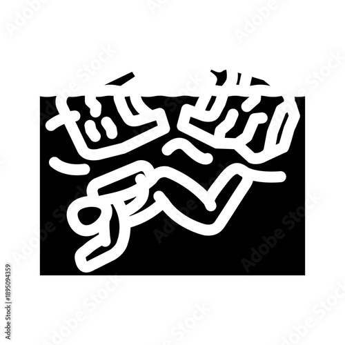 Person struggling in the water, a conceptual illustration representing themes of danger, survival, despair, emergency, and feeling overwhelmed by circumstances