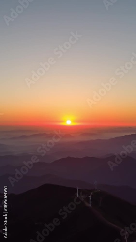 Vertical Mountain Sunrise Timelapse with Golden Sun and Morning Sky