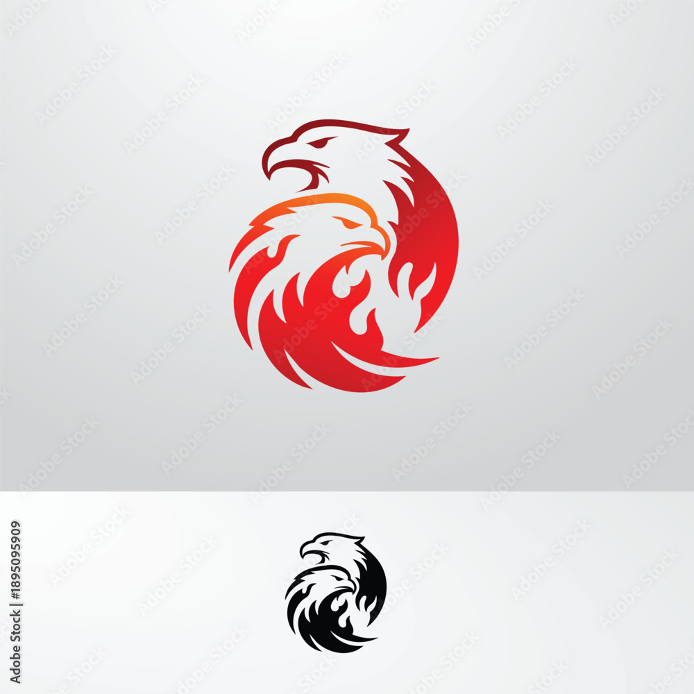 Fototapeta premium Eagle Fire Duo Logo Design Elements on White