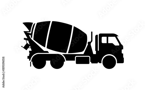 Black Silhouette of Cement Mixer Truck