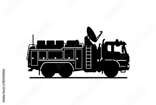 Black Silhouette of Fire Truck