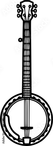  banjo line art silhouette 