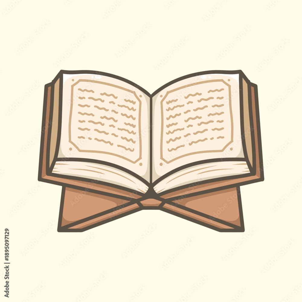 Obraz premium Holy Book Illustration on Stand for icon sticker and other uses hand drawn vector style.