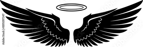 Angel wings Vector Black Silhouette Design