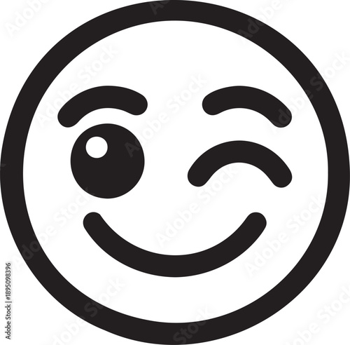 Winking face emoticon with smiling expression