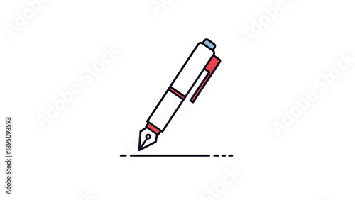 Modern minimalist fountain pen with ink doodle line drawing