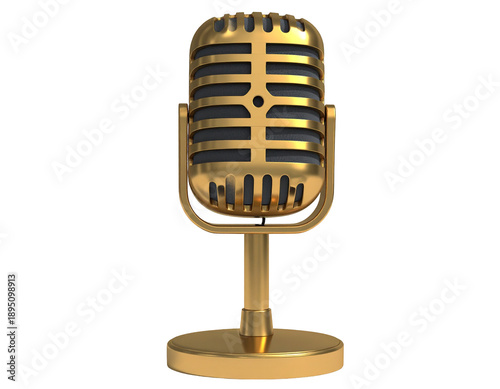 Wallpaper Mural Gleaming gold vintage microphone on a circular base Torontodigital.ca