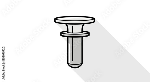 Flat design push pin icon with long shadow.