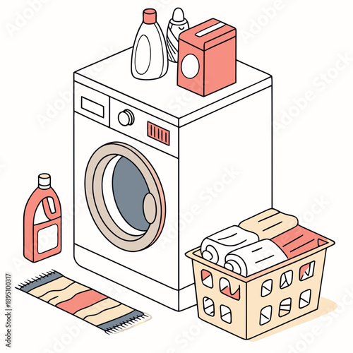 Laundry day setup with washing machine